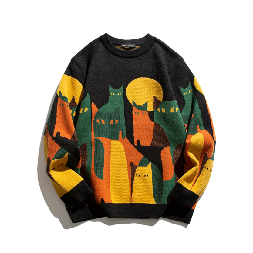 Moonlit Cat Knit Sweater