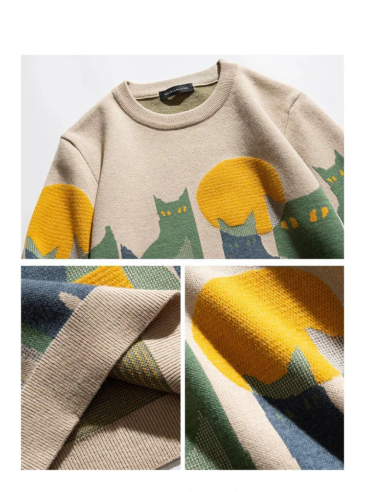 Moonlit Cat Knit Sweater