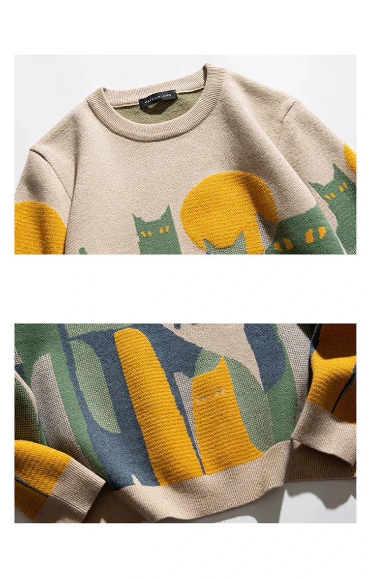 Moonlit Cat Knit Sweater